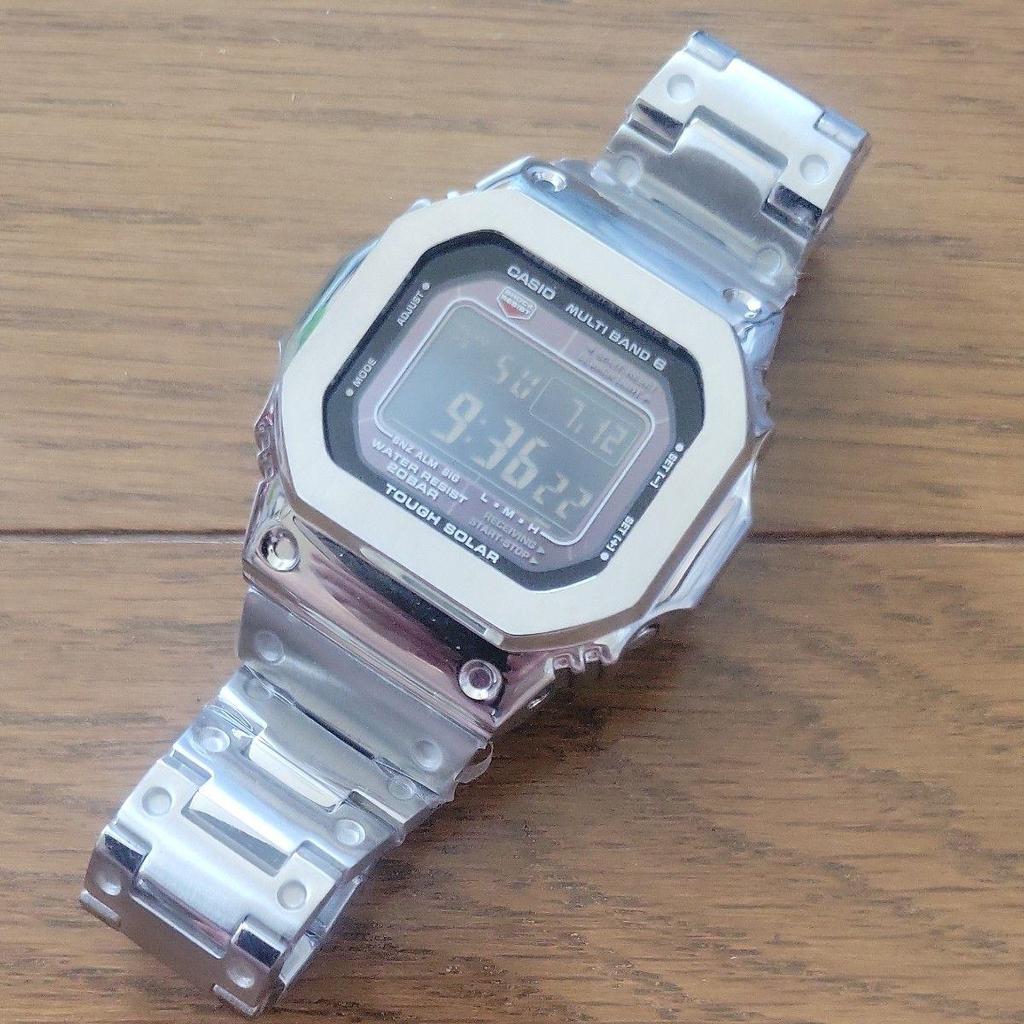 Б/у часы CASIO G-SHOCK GW-M5610 Радиоуправление Tough Solar Полностью металлические Кастомные Серебристые