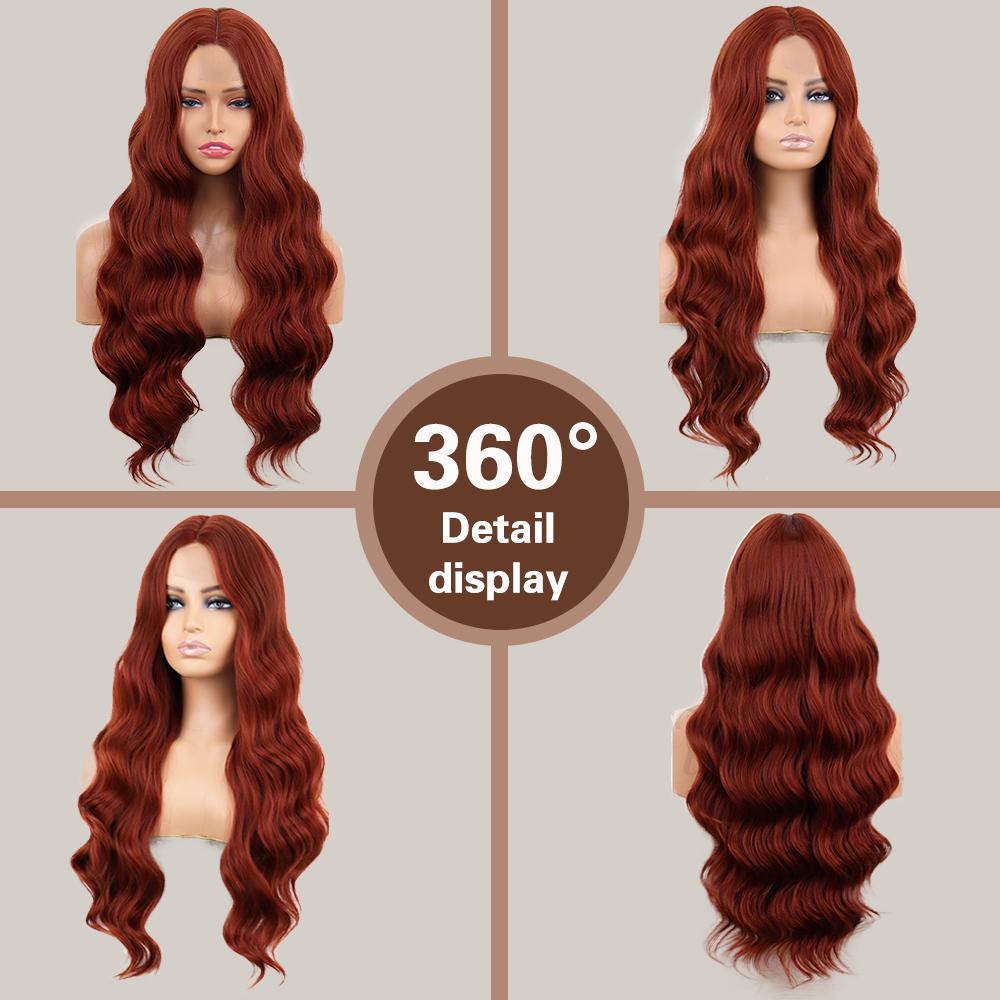 MERISIHAIR Синтетический модный длинный волнистый коричневый парик без челки, кружевной передний парик для повседневной носки, вечеринки