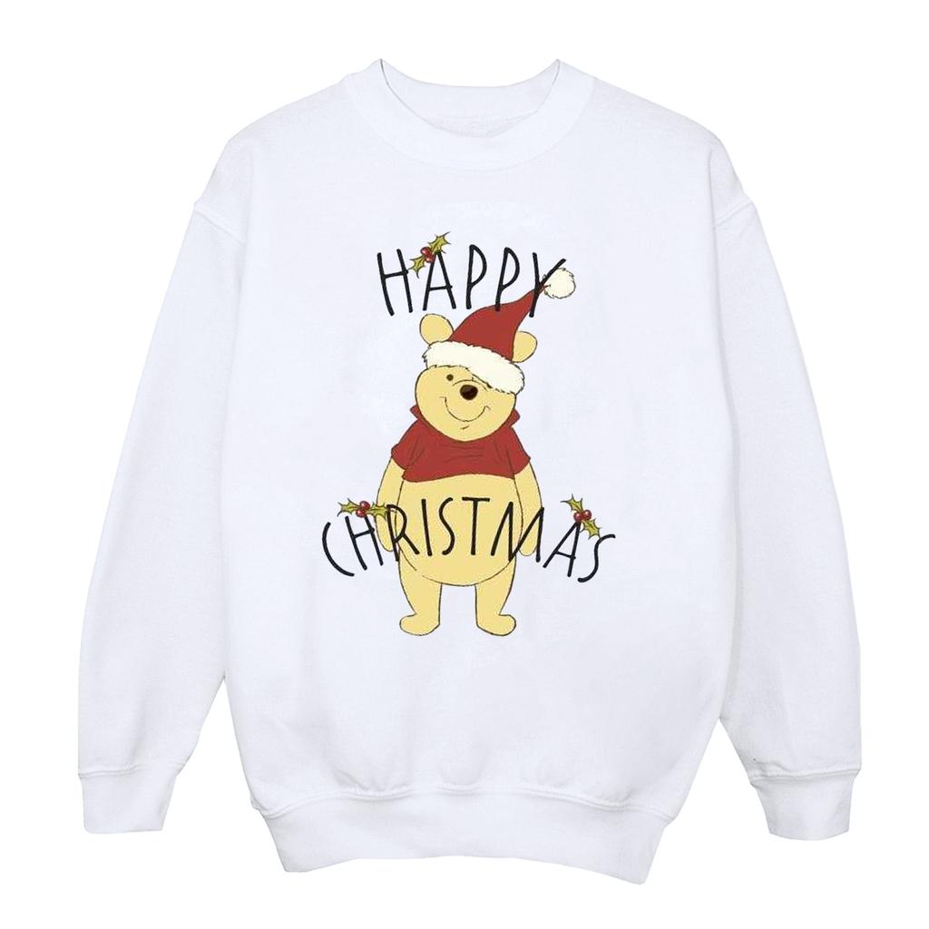 Disney Womens/Ladies Winnie The Pooh Happy Christmas Holly Sweatshirt