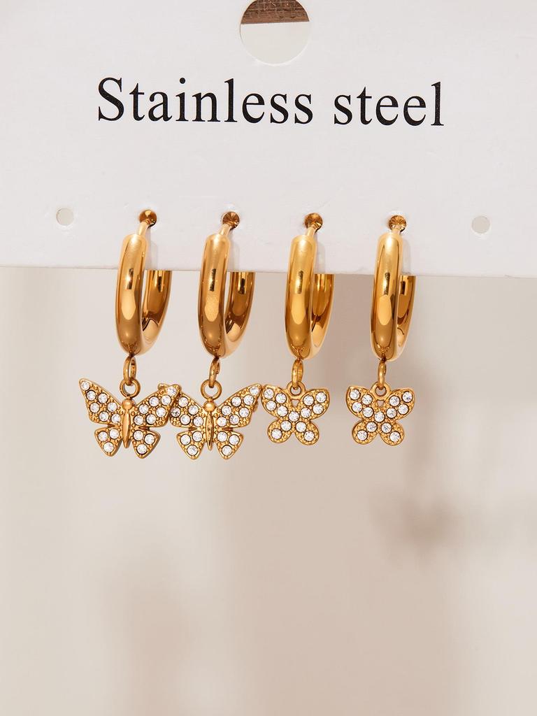 Oumika Позолоченные серьги-бабочки с бриллиантами для женщин