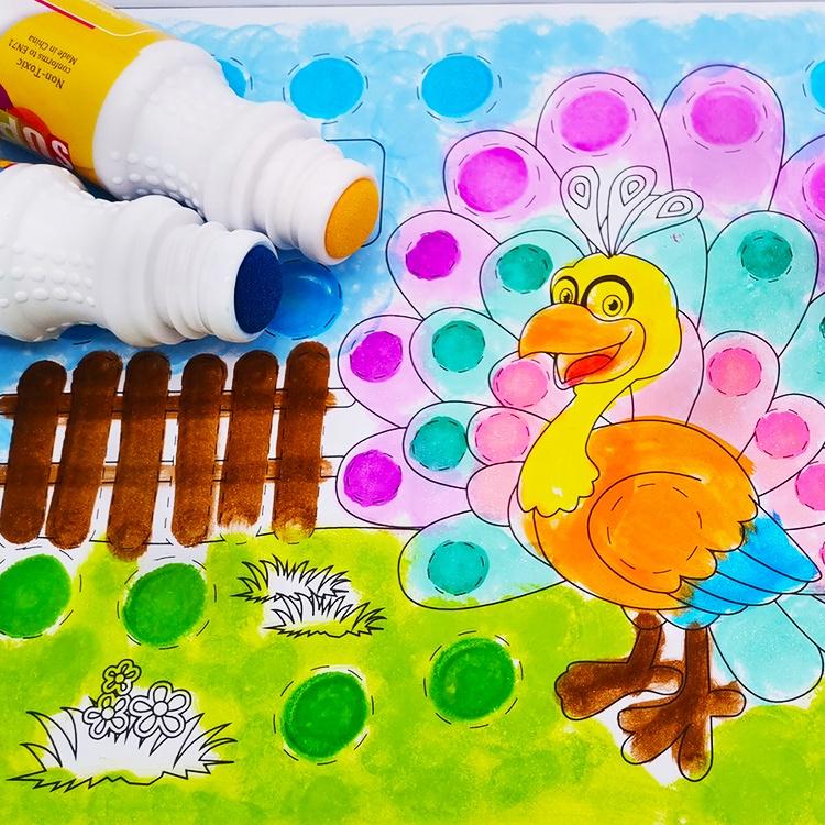 Colorful Drawing with Dot Marker Pen Educational Learning Toys Kids Coloring Activity Book for Kids Birthday Gifts Animal World