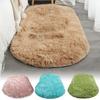 1PC Living Room Tie-Dye Oval Silk Carpet Shaggy Pile Carpet Bedroom Bedside Rug Cloakroom Decorative Floor Cushion