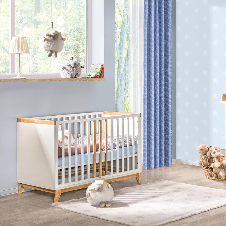 Łóżeczko dziecięce nordik 2w1 120x60 cm - drewniane łóżko dla dziecka + barierka