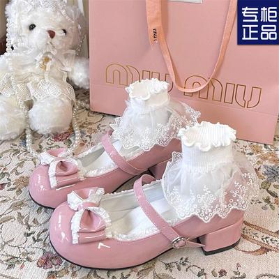 Кремовые туфли-лодочки из мягкой кожи, женские новые туфли на толстой подошве, милые японские туфли Мэри Джейн с бантом для jk