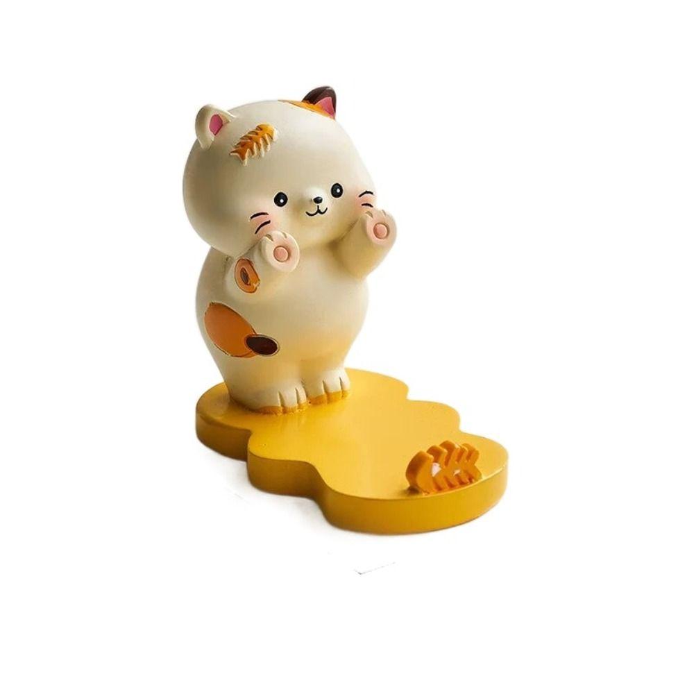 Resin Crafts Kittens Figurines Cartoon Animals Miniatures Small Animals Phone Holder  Office