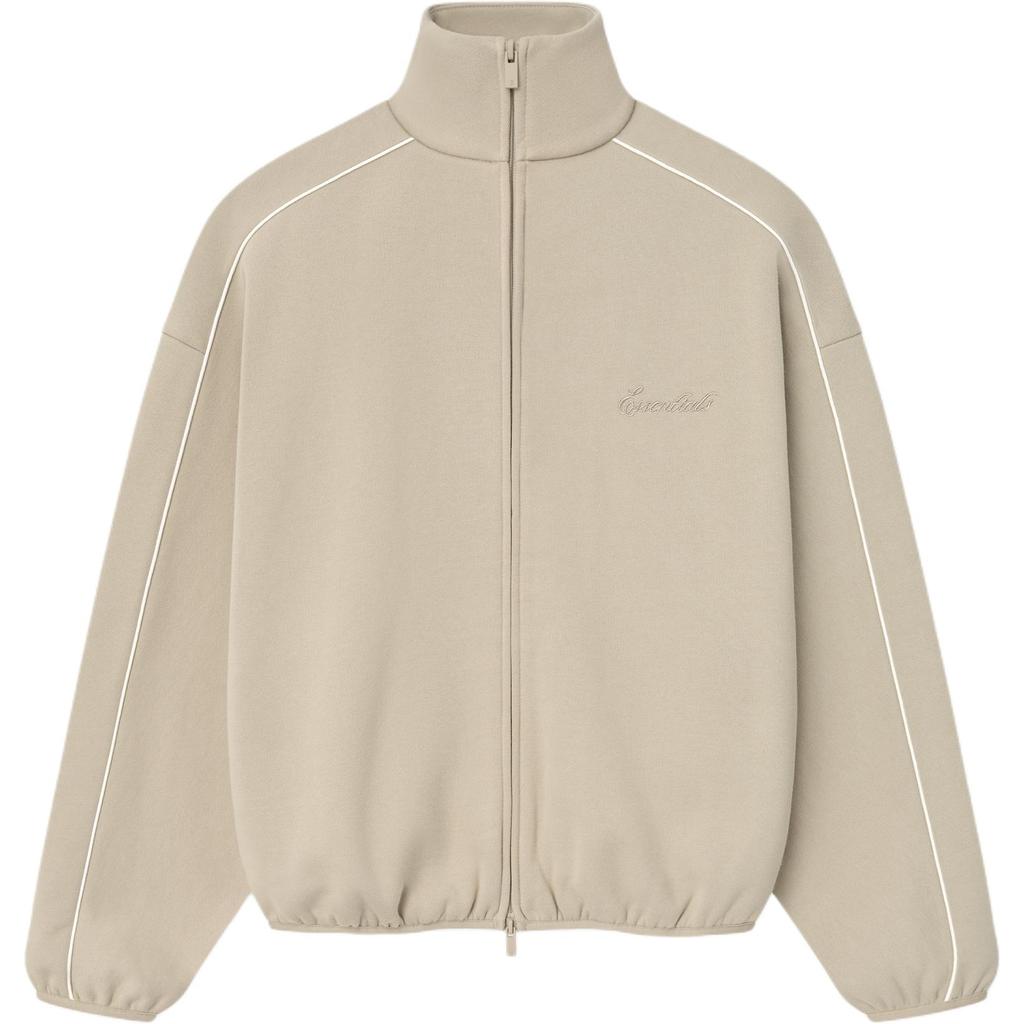 Fear of God Essentials Современная флисовая спортивная куртка с кантом Timber/Cloud White Мужская верхняя одежда Кремовый 202SP256891F