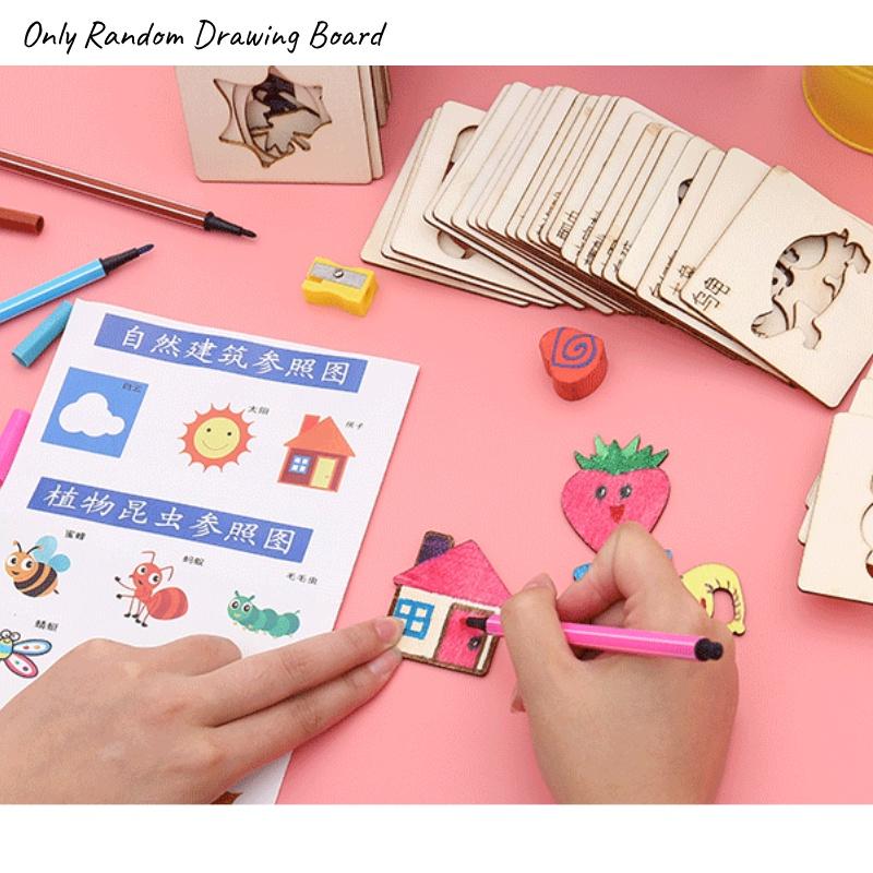 Educational Wooden Toys For Kids Set Of 20 Diy Painting Stencils For Developing Creativity And Fine Motor Skills Chars)
