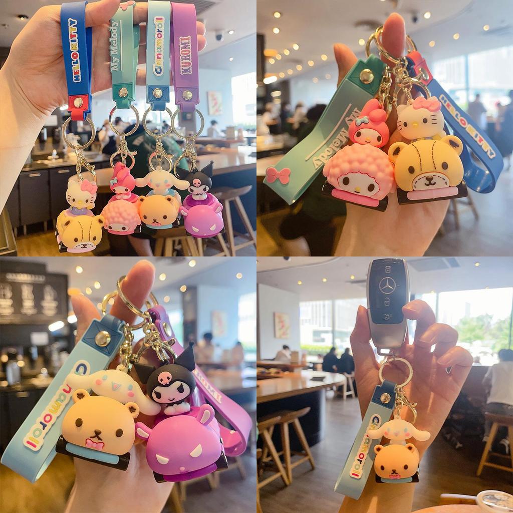 Милый мультяшный Sanrio Брелок для ключей автомобиля Подвеска для сумки Креативное украшение для автомобилей Карточка с тигром Jg-1083