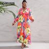 Весенние и осенние женские платья, платья больших размеров с длинными рукавами, свободные платья с принтом