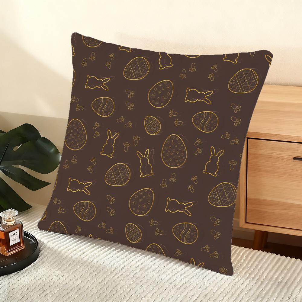 Happy Easter Cushion Cover Soft Short Plush Pillow Cover Smooth Cozy Texture Aesthetic Cushion Case Home Decor