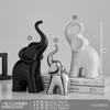 Ceramic Elephant Family Trio Decorative Figurine Modern Minimalist Home Office Desk Ornament Gift Housewarming