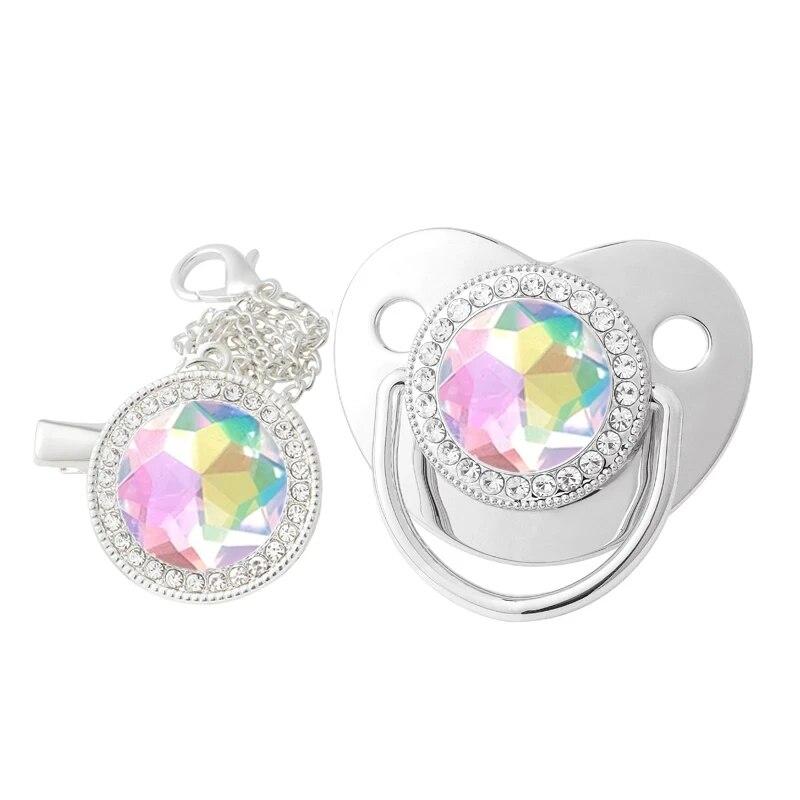 Большие стразы, детская соска-цепочка, набор крышек, красочная роскошная силиконовая соска-прорезыватель, пустышка, соска, подарок для душа новорожденного