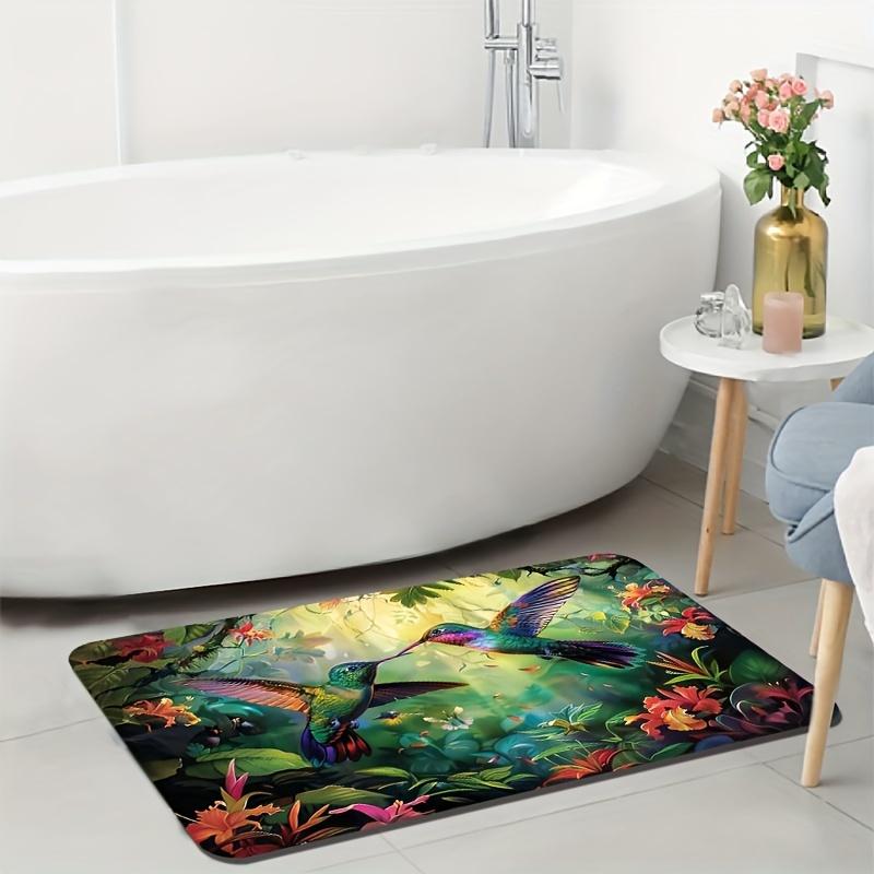 Tropical Hummingbird Colorful Area Mat, Non-Slip Decorative Rug for Indoor Outdoor Bedroom Kitchen Bathroom Office Decor