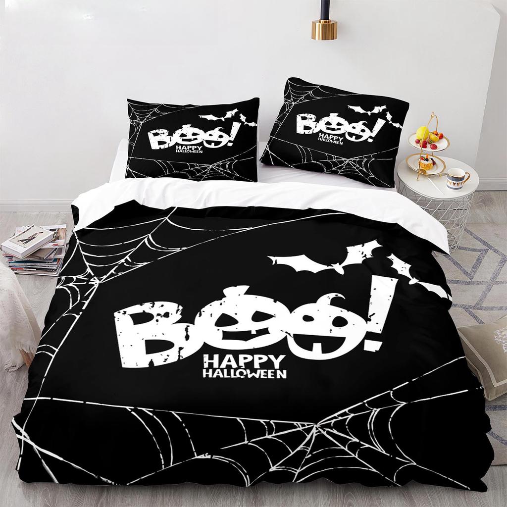 New 3D Print Halloween Boo Cartoon Bedding Set,Duvet Cover Bed Set Quilt Cover Pillowcase,King Queen Twin Size Boys Girls Adults