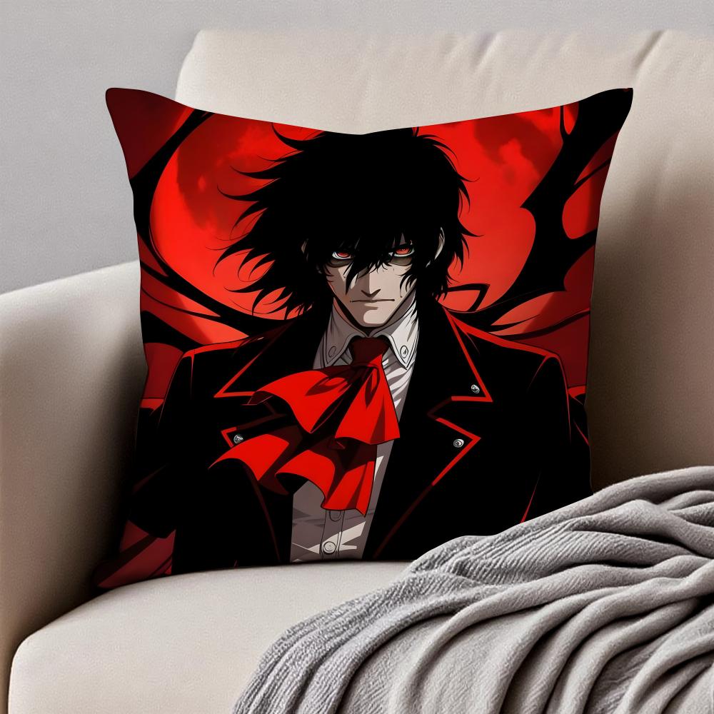 anime dark Anime HHellsing UUltimate Cushion Cover Pillowcase Antidustmite Invisible Zipper Short Plush Sofa Cushion