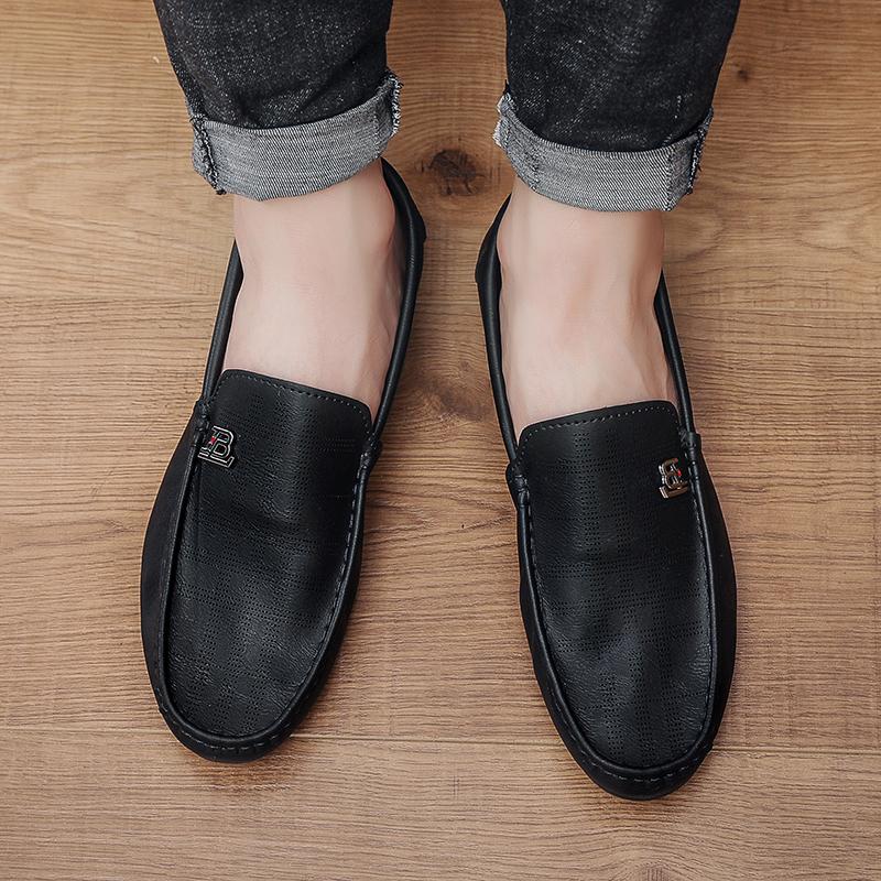 Summer Men Casual Shoes Leather Breathable Comfort Slip-on Mens Driving Shoes Luxury Brand Men Loafers Mens Lazy Shoes Moccasins