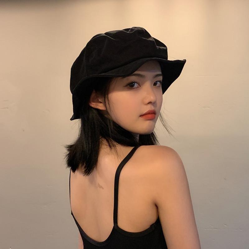Niche simple versatile cloud hat female dark bucket hat jellyfish hat showing face small sunshade basin hat