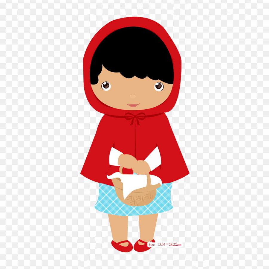Red Riding Hood Little Big Bad Iron On Patches For Clothing Applique Stickers On Clothes Heat-Sensitive Custom Patch