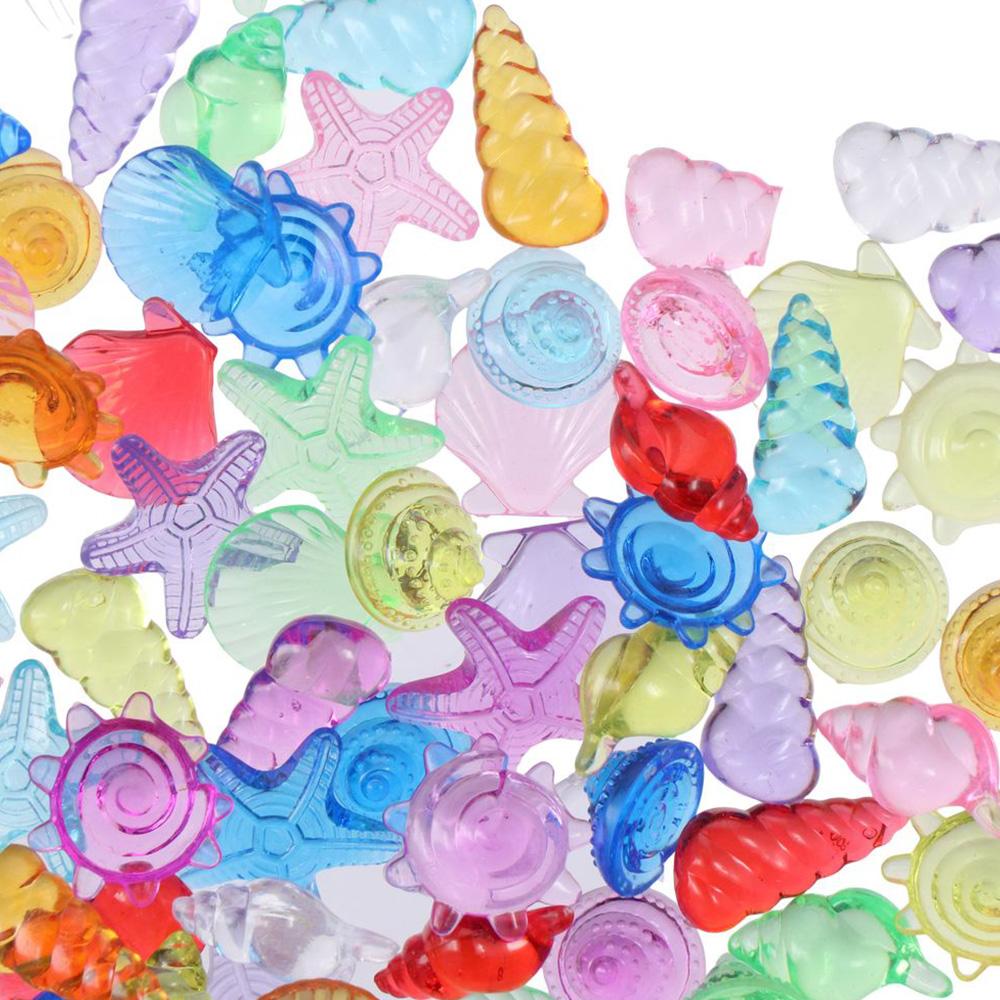 110Pcs Acrylic Seashells Acrylic Seashells Conch Starfish Beach Theme Sea Shells Party Decoration