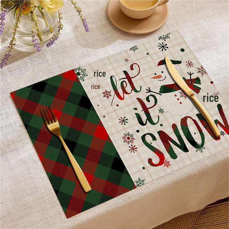 New Year Christmas Table Mat Print: Simple Home Tablecloth Placemat and Decoration