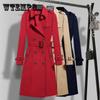 Шерстяное пальто большого размера, весенне-осенняя женская одежда большого размера, теплая ветровка с длинными рукавами