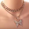 Big Butterfly Bling Necklace Rhinestone Fashion Collars Necklace  Necklace for Women