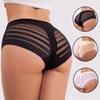 Women's Seamless Hollow Stripes Control Briefs High Waist Ice Silk Butt Lifter Panties Plus Size Shapewear