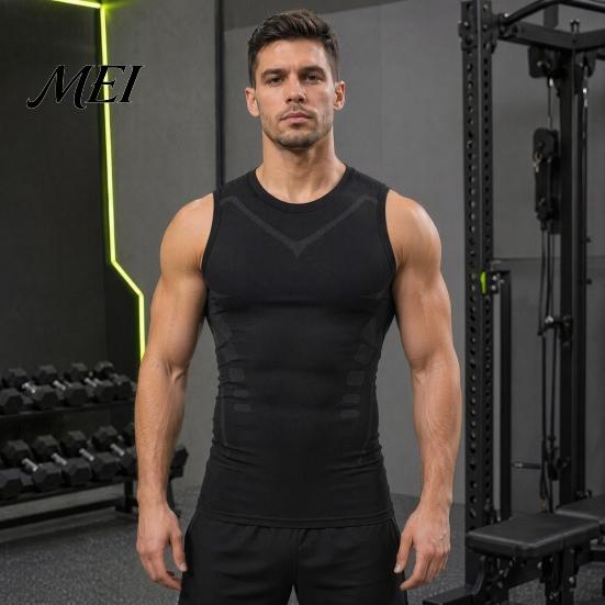 Calorie Burning Compression Vest Men's Tank Top, High Stretch Quick Dry Athletic for Basketball Core Tightening Workout Running, Posture Corrector