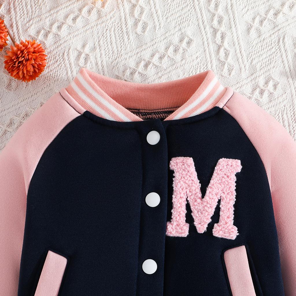 KidsJacket Set New Baseball Uniform Letters Long-sleeved Jacket Solid Colour + Trousers Two-piece Children's Suit 6M-3Y