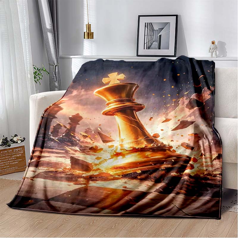 Chess King Pawn Motivational Quote Throw Blanket Born To Be A King Black Red Print Soft Flannel Blanket Sofa Bedroom Home Decor
