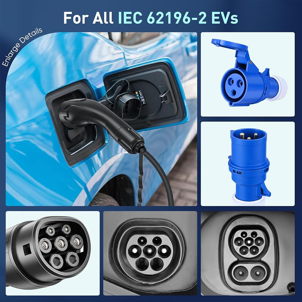 32A 7KW Type 2 EV портативное зарядное устройство 1 фаза 5M кабель EVSE зарядное устройство автомобильное зарядное устройство CEE 3PIN разъем для электромобиля