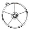 11 Inch Boat Steering Wheel Marine Stainless Steel Steering Wheel 5 Spoke 25 Degree with Foam Grip and Center Cap for