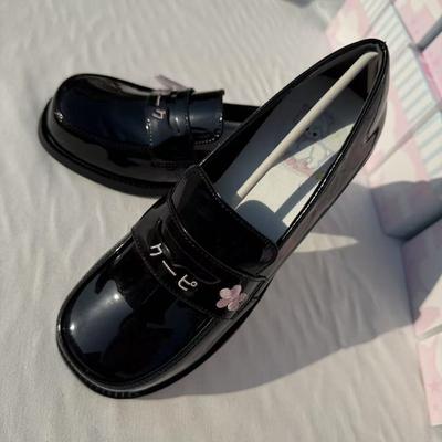 Преппи Стиль Девушки Лолита JK Швейная Обувь, Студентки Школьные Вышитые Вишней Блочные Каблуки-Котята Лоферы