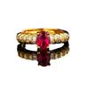 925   5*7 MM Oval Cut Sapphire Ruby High Carbon Diamond Gemstone Ring For Women 18K Gold Plated Jewelry