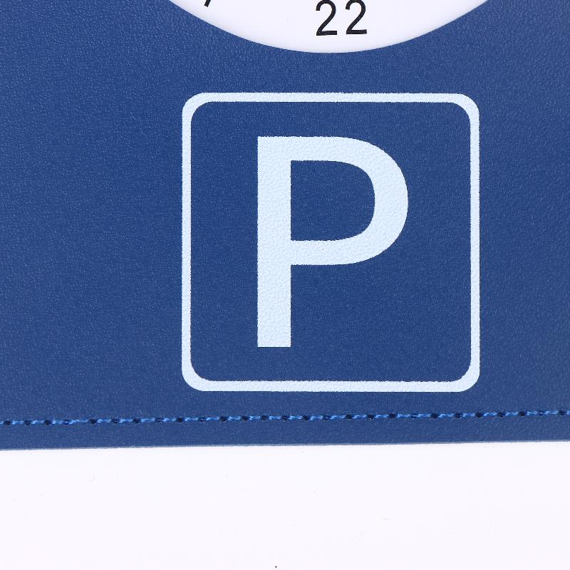 Blue PU Leather Parking Disc 4 Language Version Durable & Water-Resistant Arrival Timer For Car - Universal European Design