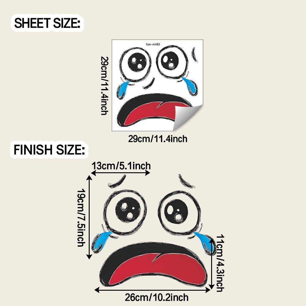Funny Sad Crying Face Toilet Seat Sticker Bathroom Decor Expressive Removable Waterproof Decal