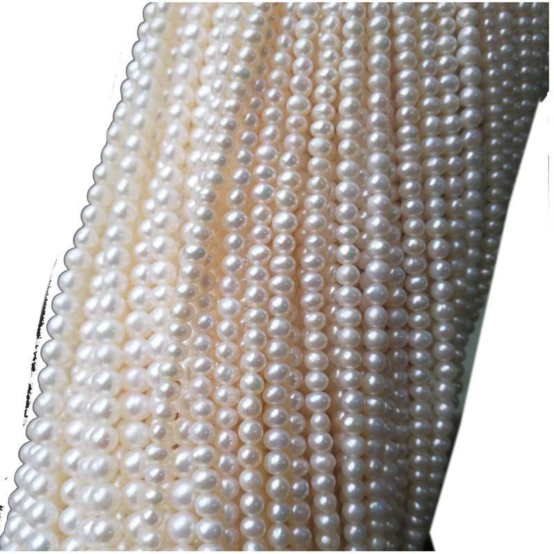 Natural freshwater pearls with full holes2/3/4mm White near-round egg-shaped loose beads DIY Earrings, necklaces, bracelets, accessories