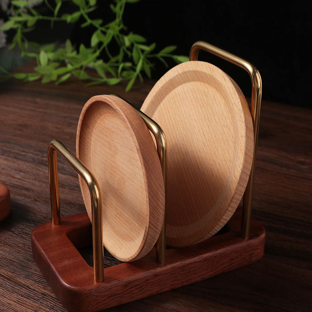 Stable Cutting Board Storage Rack Wood Base Wood Metal Cookware Holder Pots Pan Lids Rack  Kitchen