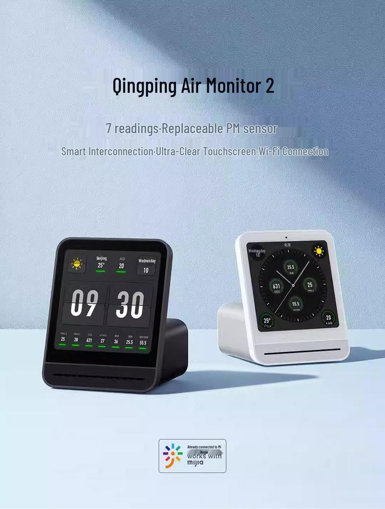 Монитор качества воздуха Qingping: PM2.5, PM10, Шум, Смог, Датчик CO2