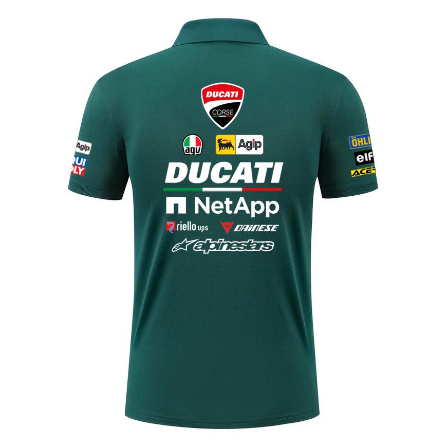 Ducati Поло Corse MotoGP Racing, Мужское Женское Повседневное с Коротким Рукавом и Полной Печатью Логотипов Спонсоров