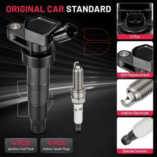 4 ШТ. Катушки зажигания и свечи зажигания для 2011-2015 Kia Optima Hyundai Sonata UF611