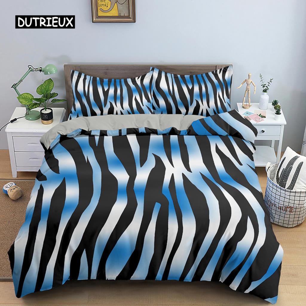 Комплект постельного белья с геометрическим принтом, разноцветный полосатый пододеяльник для детей, детское одеяло, 2/3 шт., микрофибра, домашний текстиль