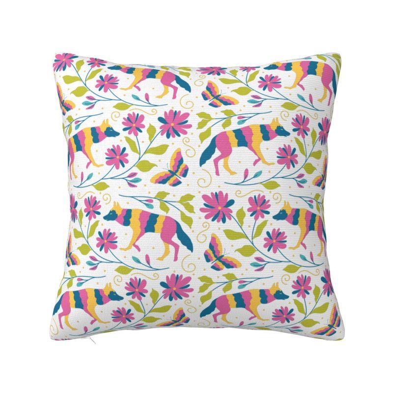Mexican Otomi Floral Composition Art Modern Throw Pillow Cover Living Room Decoration Folk Flowers Pattern Chair Cushion