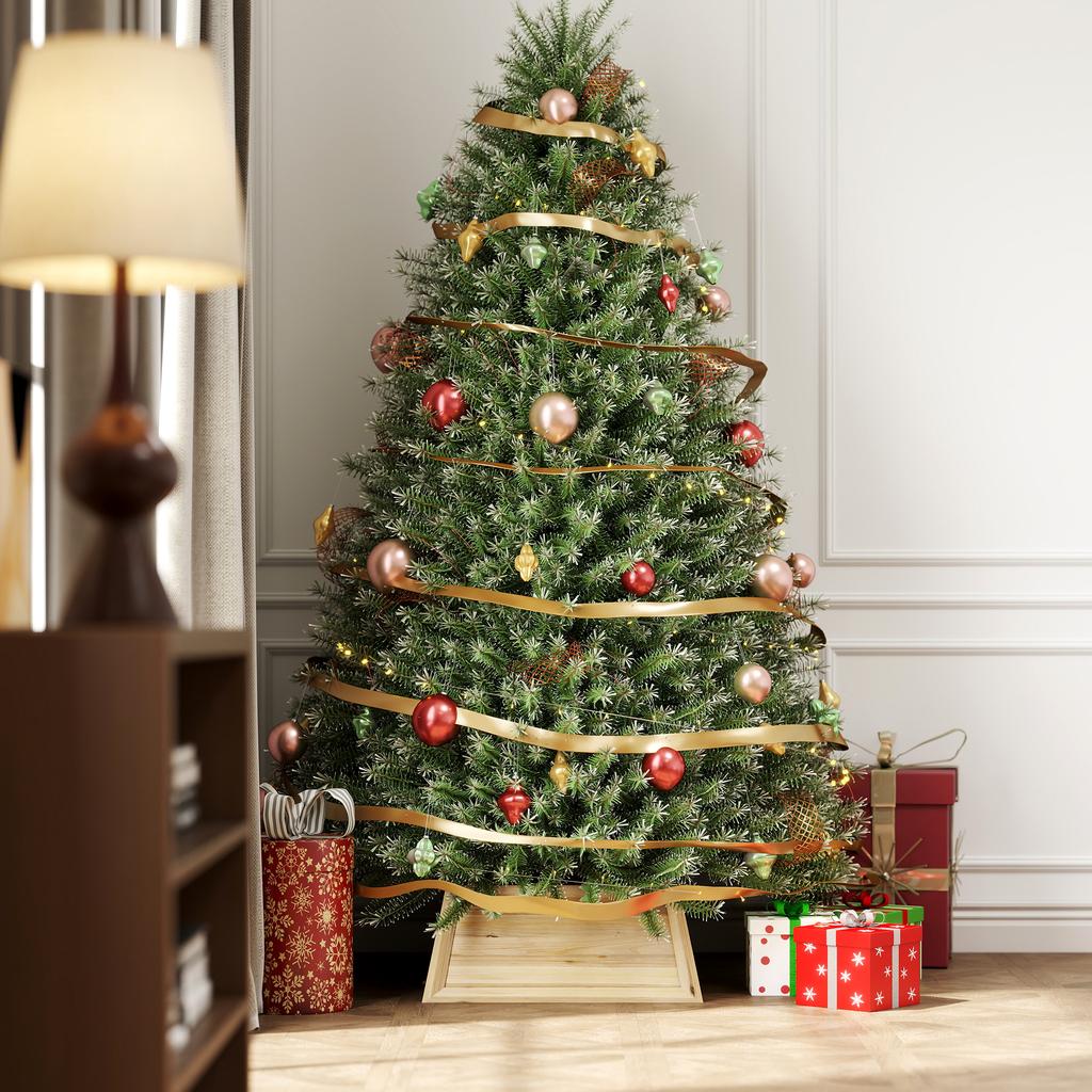 Christmas Tree Skirt 65 x 65 cm Christmas Tree Collar Made of Fir Wood, Natural Wood