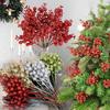 5-30Pcs 22cm Christmas Decoration Glitter Berrie Artificial Flower Bouquet Christmas Tree Ornaments for Home New Year 2026 Decor