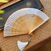 Винтажный китайский шик чонсам ханьфу веер древний стиль ткань ручная работа бамбуковые спицы складной веер танцевальное выступление портативный ручной веер