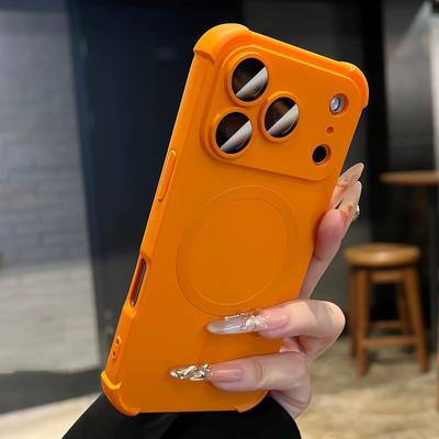 Магнитный ударопрочный силиконовый бампер Чехол для телефона Для iPhone17 16 15 14 13 12 17ProMax Plus Для Magsafe Беспроводная зарядка Чехлы Обложка