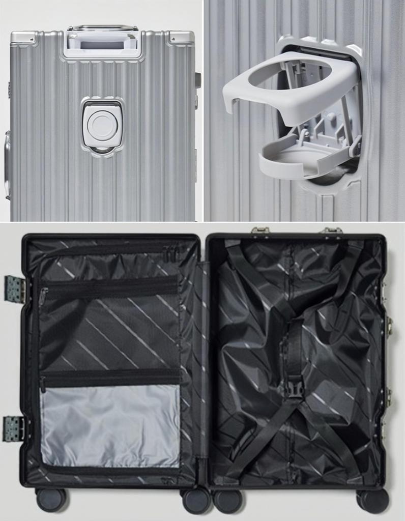 Lightweight Aluminum Frame Carry XL 7 Nights or Large Hidden Hook Silent Double Hidden Hook Comes with Cup TSA Business 90L [Spyplan] Suitcase, Type,