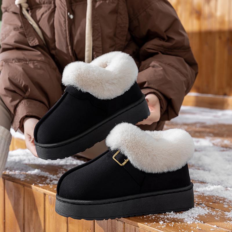 Женские зимние высокие нескользящие хлопковые ботинки на толстой подошве с плюшевой подкладкой