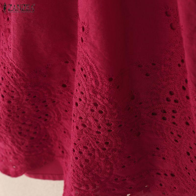 ZANZEA Женская повседневная блузка с V-образным вырезом, короткими рукавами, пэчворком и крючком